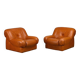 Rino Maturi Depositato Lounge Chairs in cognac leather for Mimo Padova