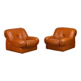 Chaises Lounge Rino Maturi Depositato en cuir cognac pour Mimo Padova