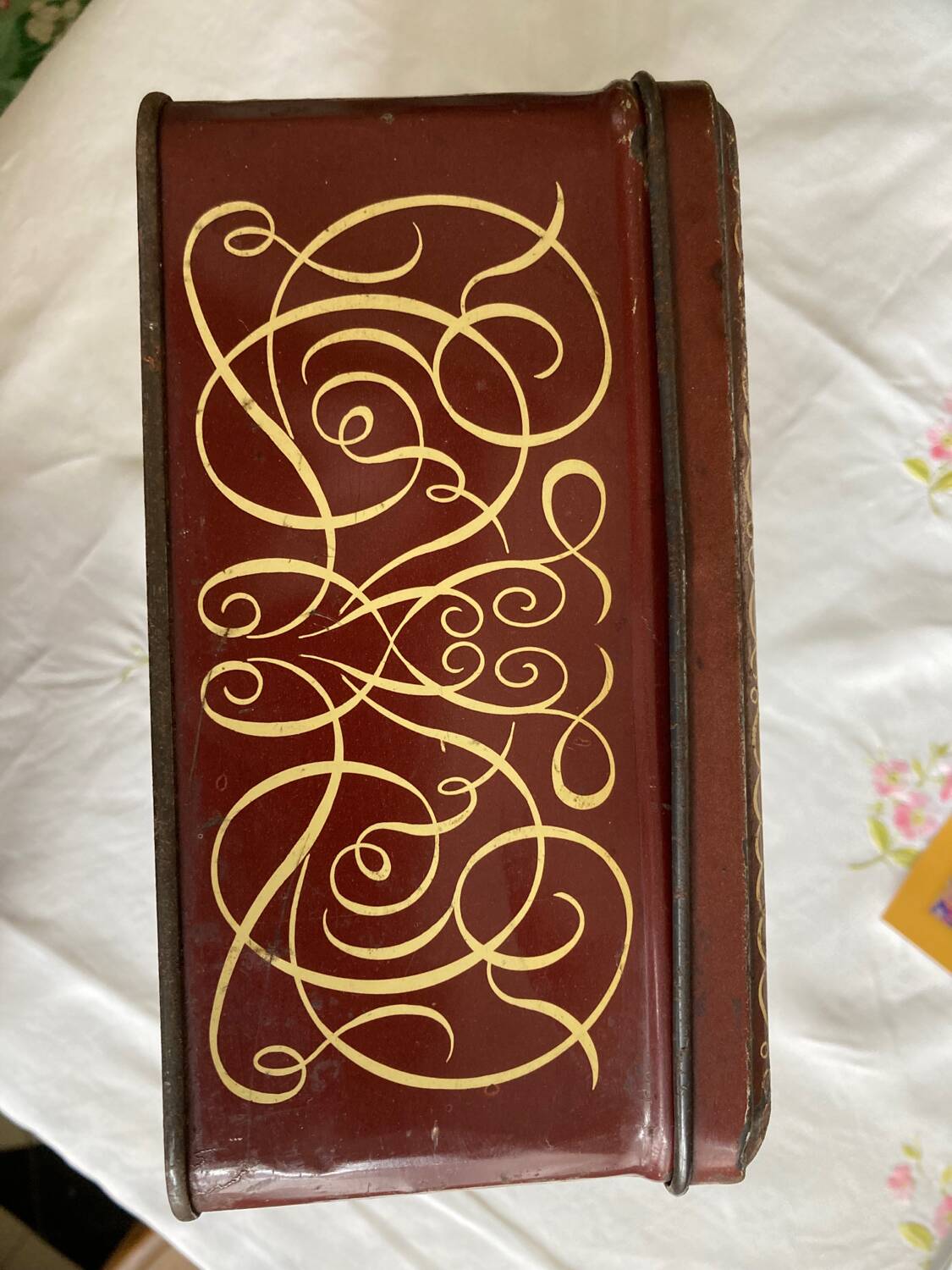 Metal box decorated with medieval pattern