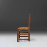 French Wabi-Sabi wood and wicker side Chair, 1850s