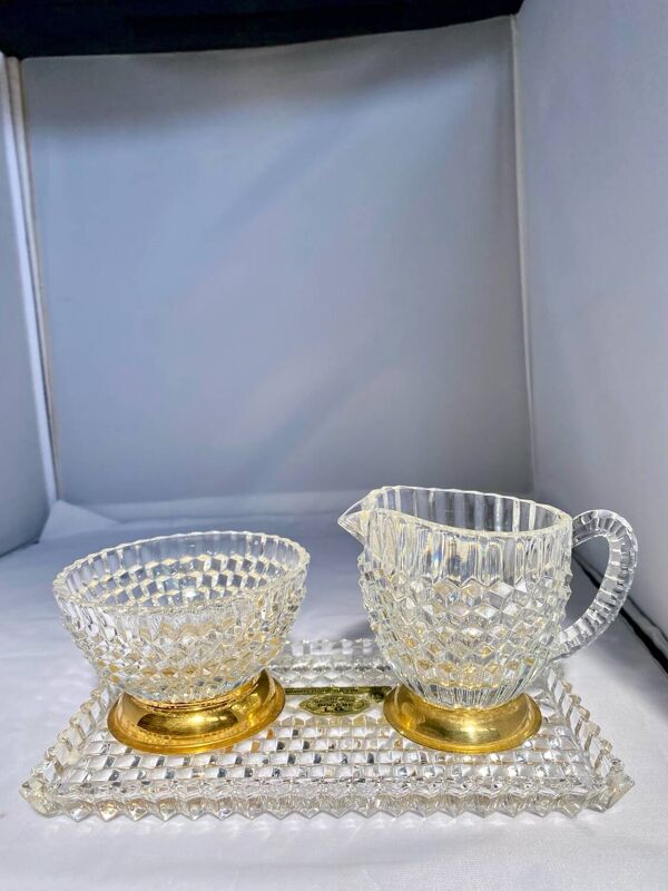 Nécessaire à café en cristal de Bohême doré à l’or fin – Années 60/80