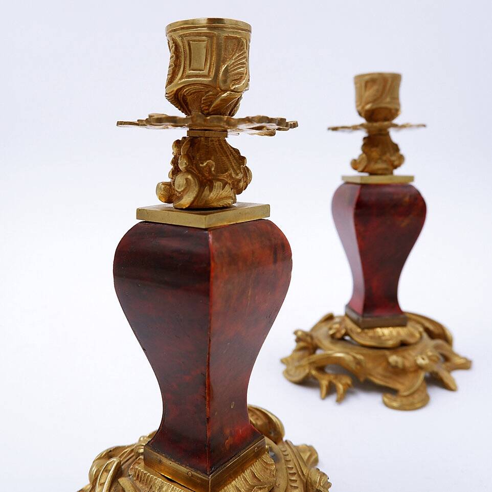 Pair of Napoleon III style gilt bronze Candle Holders