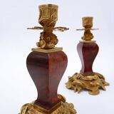 Paire de bougeoirs en bronze doré de style Napoléon III
