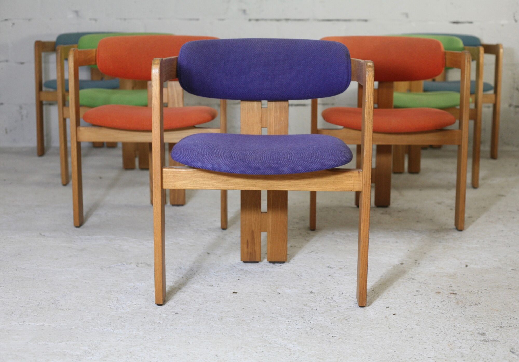 7 Chairs Pigreco by Tobia Scarpa, Gavina Edition, Italy, 50s