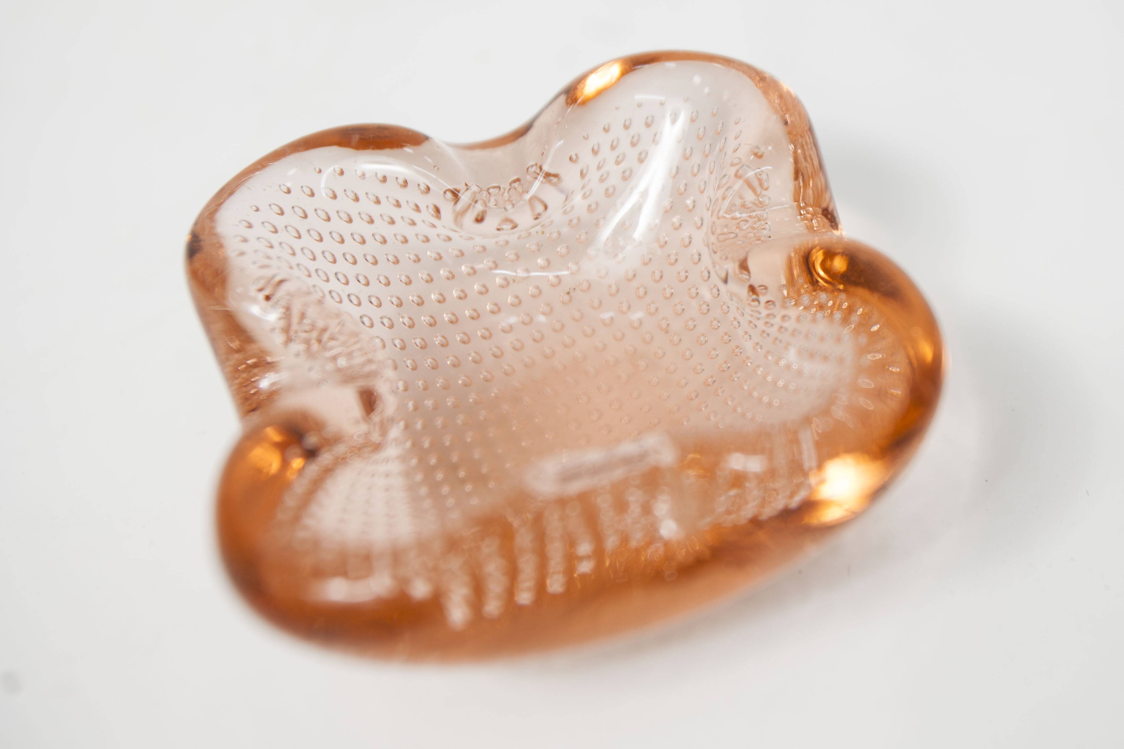 Murano ashtray, pink with bubbles, 1960, 7.5cm