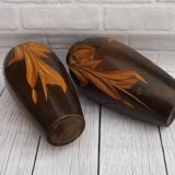2 Vases en bois fait à la main signés DURA