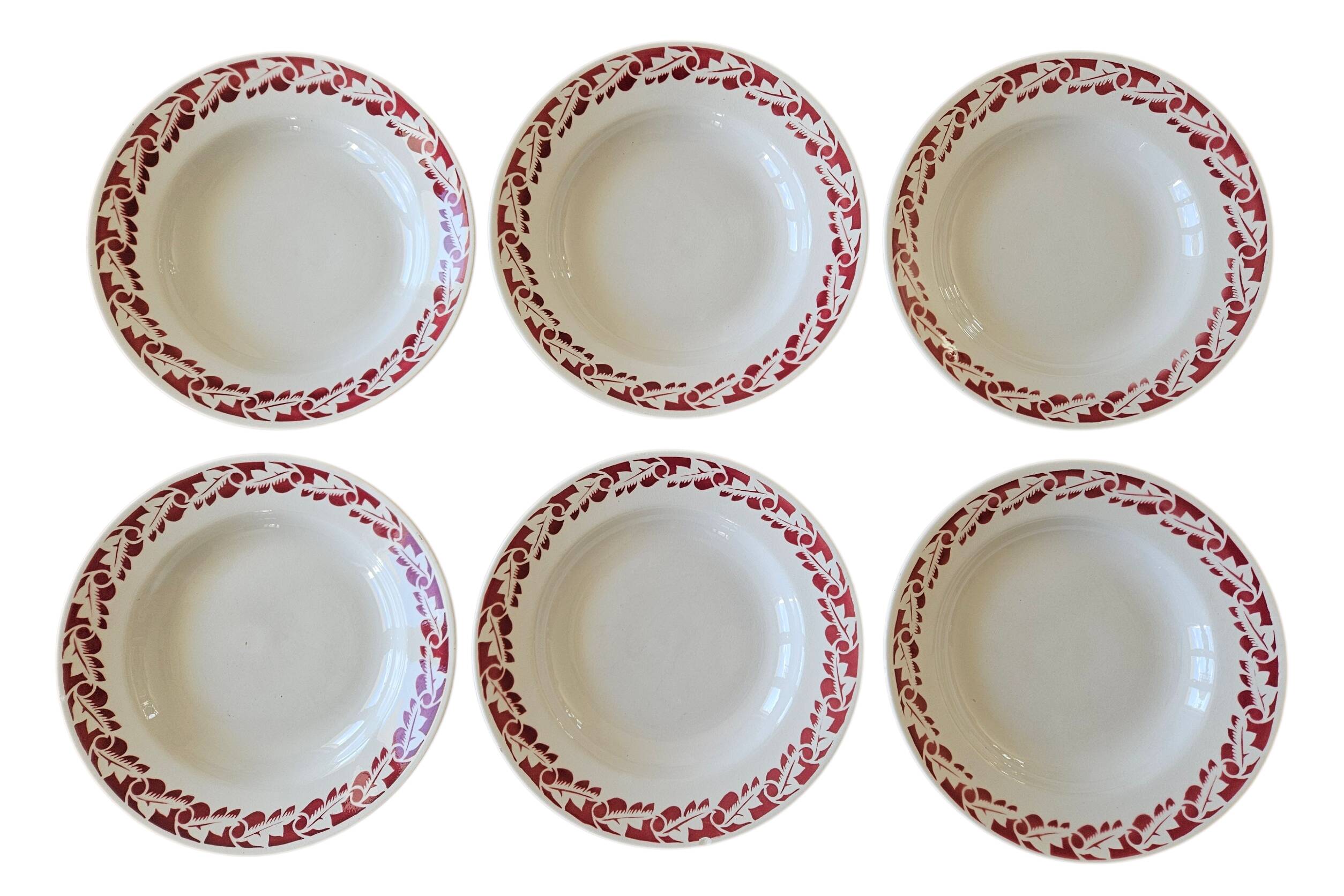 6 large antique deep plates in Saint-Amand earthenware (Nord)