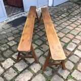 Pair of solid oak benches