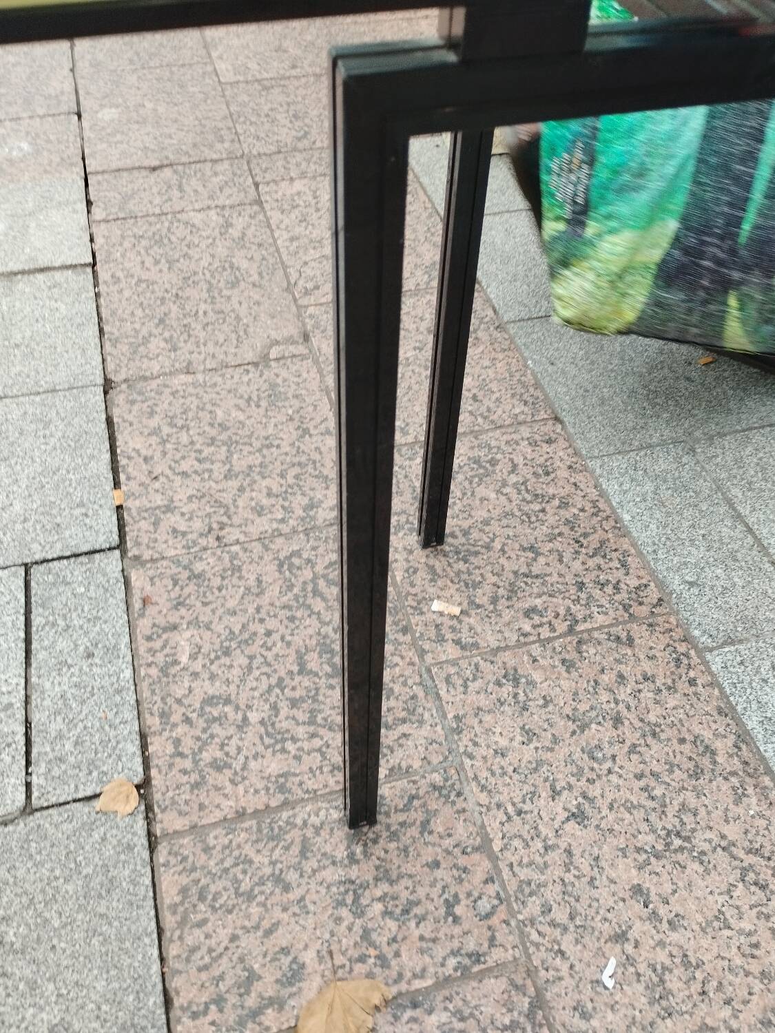 Old console with vintage glass top