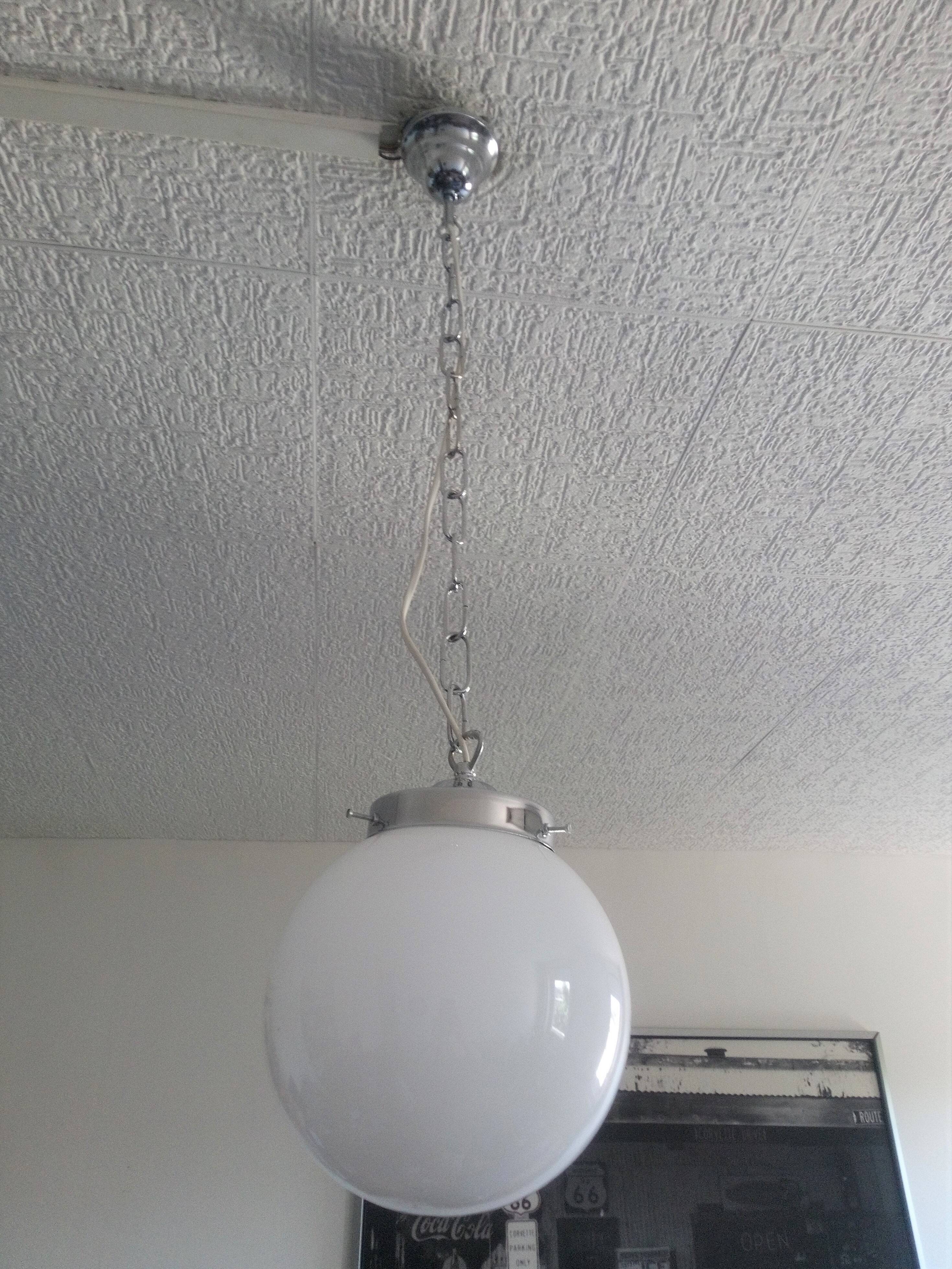 White opaline globe bistro pendant light