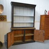 Buffet deux corps patine noire intérieur blanc 1950's
