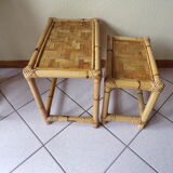 Pair of tables pull out bamboo vintage