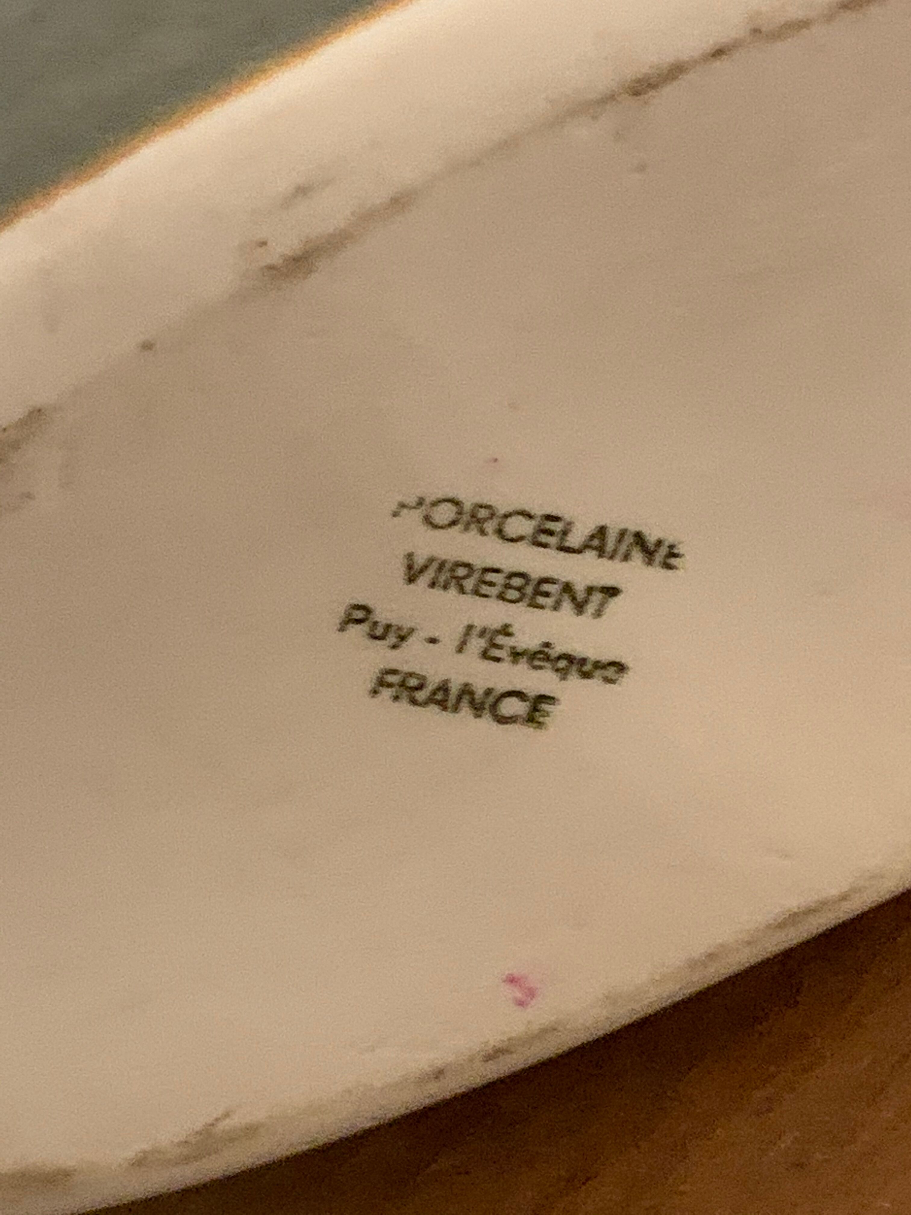 Yves Mohy grey porcelain blue lens vase for Virebent 1970