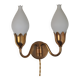 Fog & Mørup 2-Arm Brass and Opaline Glass Tulip Wall Lamp