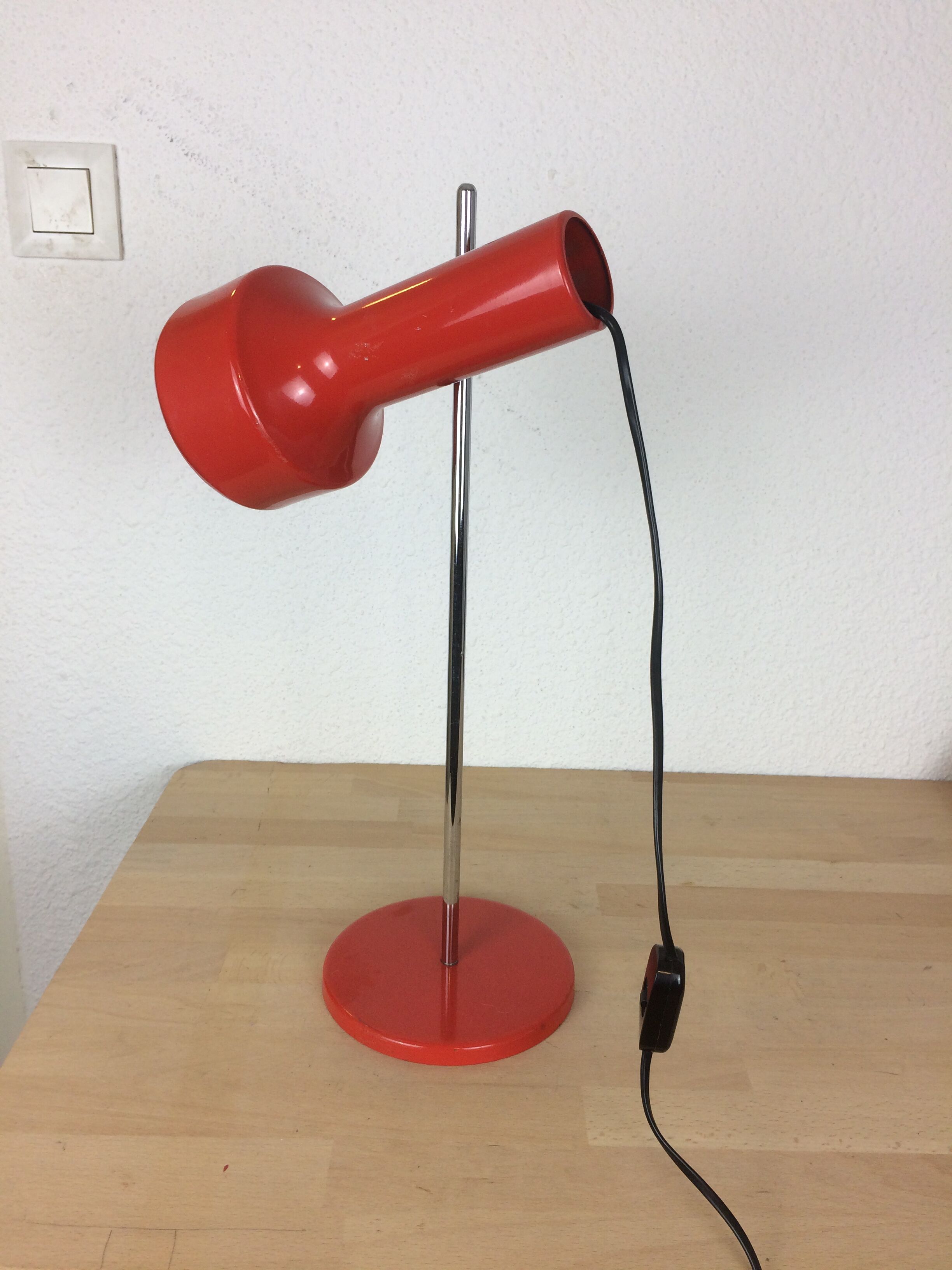 Stralux red metal desk lamp 1960