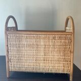 Porte revues vintage en rotin et osier