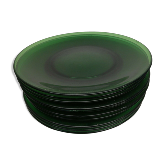 Lot 10 20th century vintage green glass plates