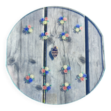 Vintage glass platter – Cold enamel floral painting "Handmade"