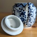 Teapot Sugar Bowl Creamer Japanese Porcelain Asian Blue White Floral Geisha