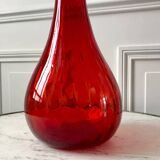 Large red Murano style Italian blown glass lamp and seventies lampshade from the 70s
