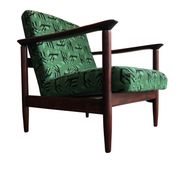Mid century armchairs in green jacquard, by edmund homa, 1960s, set of two