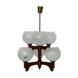 Wooden lamp with 6 gradient glass plafonds