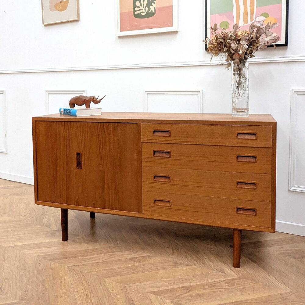 Small vintage Scandinavian teak sideboard.