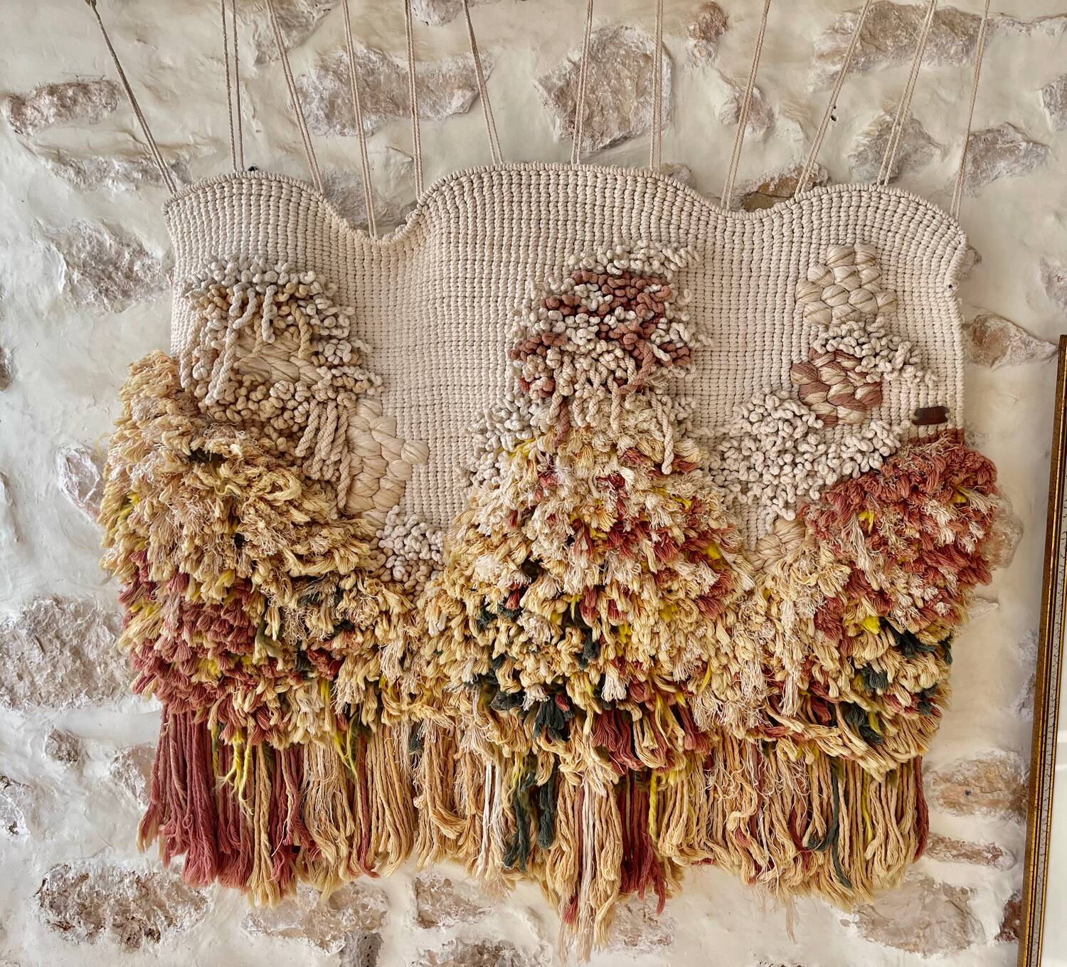 Brutalist macramé tapestry, 1980s
