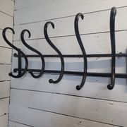 Antique coat rack in curved wood 5 hooks