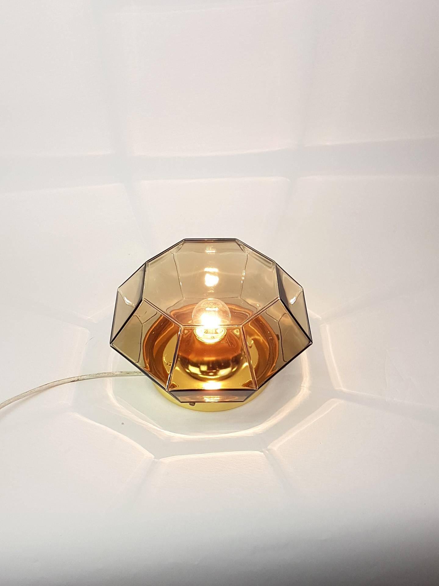 Iron and clear glass ceiling light by Limburg, Germany, 1960s