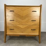 50s chest of drawers with blond wood compass feet