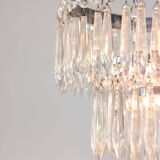 Vintage Italian Crystal & Chrome Chandelier, 1970s