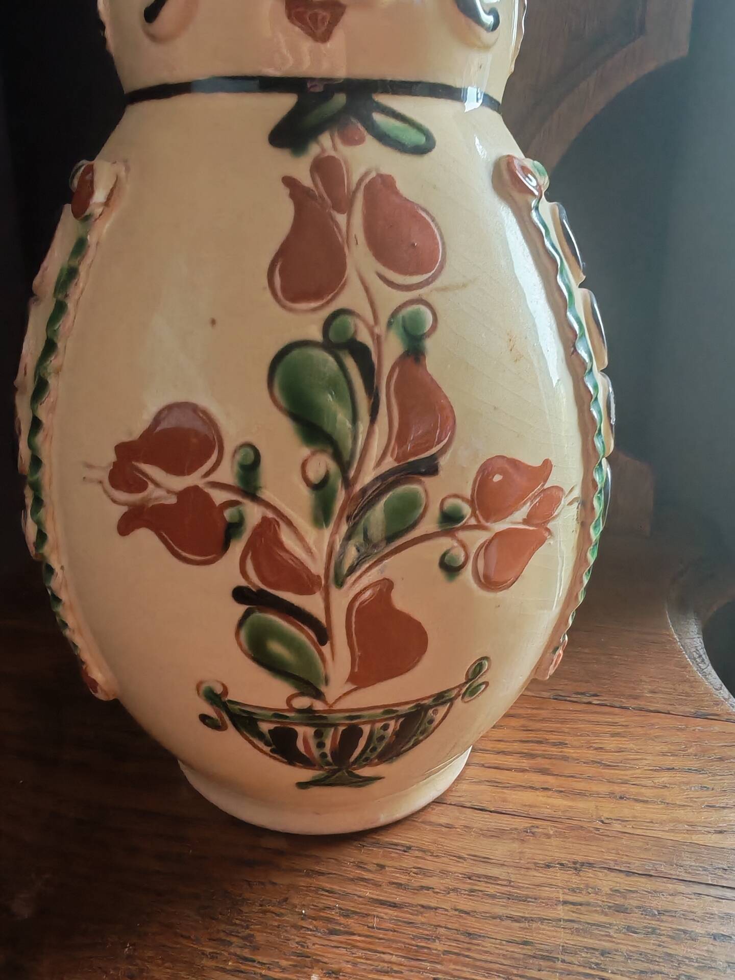 Anthropomorphic pitcher in slipware Hungarian folk art 1960