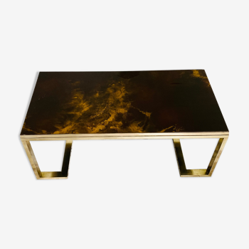 COFFEE TABLE WITH GILDED BASE WITH REVERSIBLE TOP circa 70