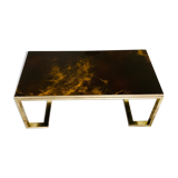Table basse à piétement doré à plateau réversible circa 70