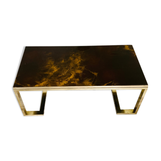 COFFEE TABLE WITH GILDED BASE WITH REVERSIBLE TOP circa 70