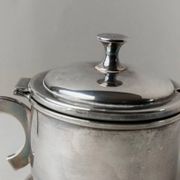 Argent Metal Silver-Plated Art Deco Lidded Box with Spoon, Italian 1930s Table Decor