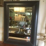 Beveled leather mirror 90x70