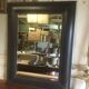 Beveled leather mirror 90x70