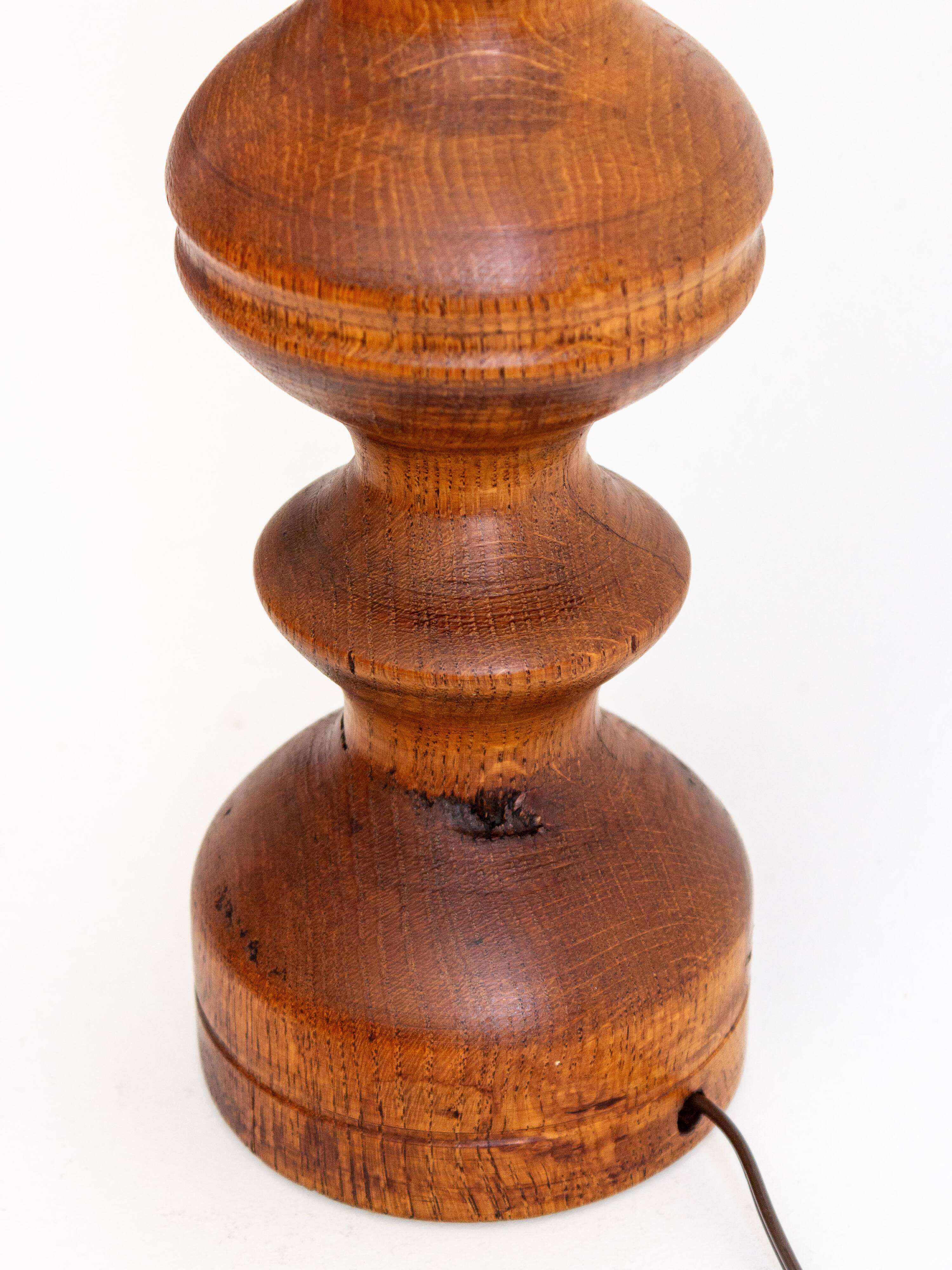 2 turned wooden lamp bases, 1940s-1960s