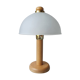 Vintage wooden table lamp with 1980 glass lampshade