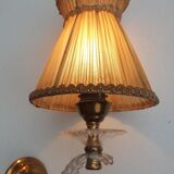 Pair of vintage wall lamps plexi lampshade pleated gold