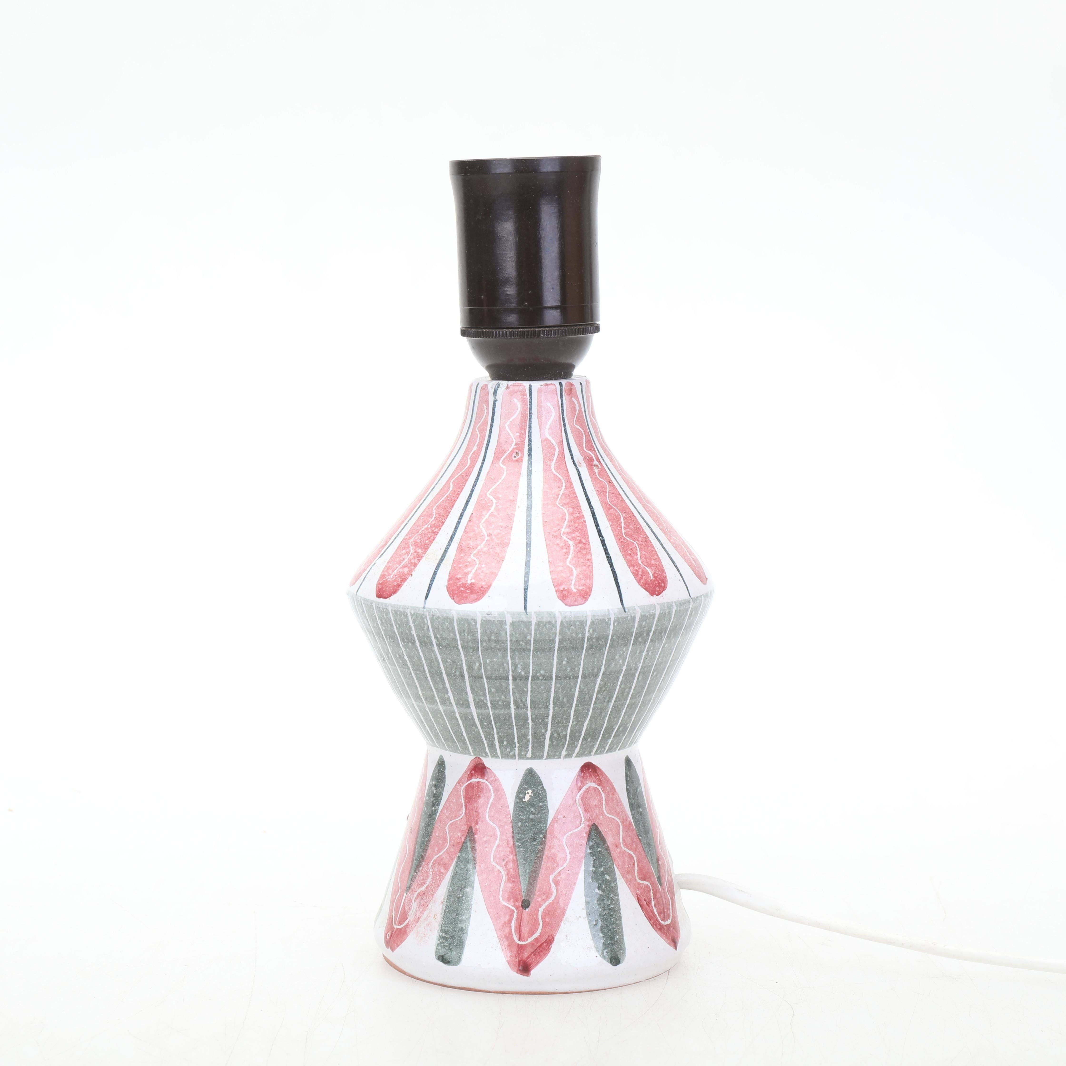 Stieg Lindberg style lamp in hand-painted ceramic, Sweden, 1960, signed Tilgmans