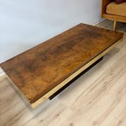 Table basse loupe d'orme et laiton 70' Roche Bobois