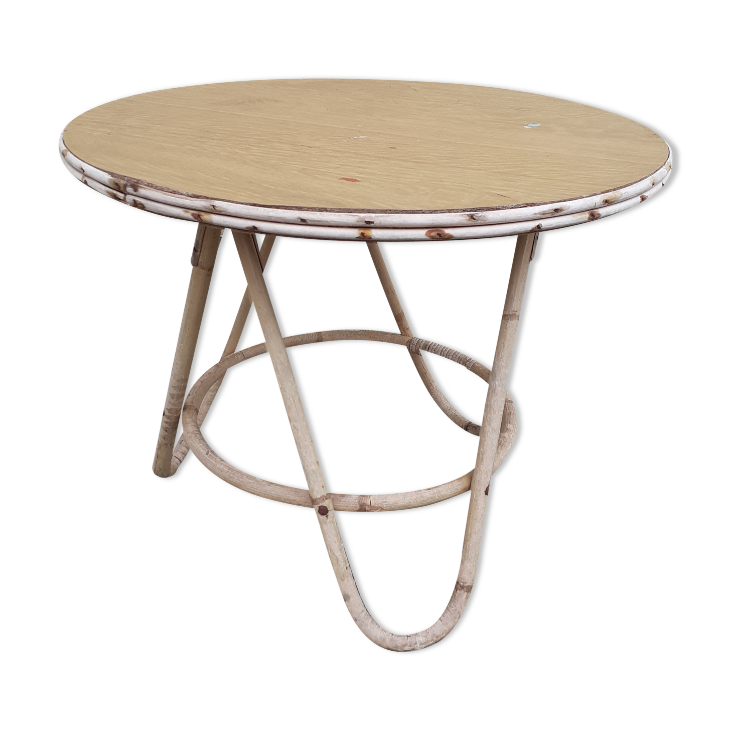 Rattan and formica coffee table