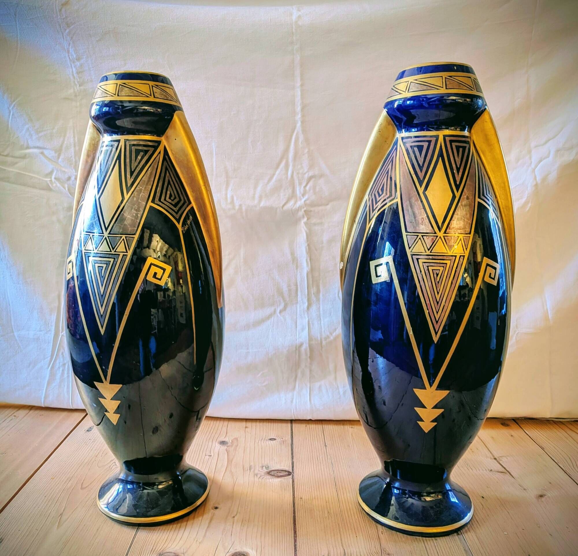 Pair of Art Deco vases – Tours ceramics, Pinon-Heuzé (c. 1930)