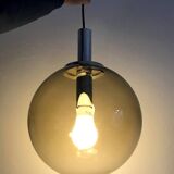 Vintage 70s smoked glass pendant light