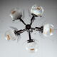 Mazzega chandelier in murano glass, chrome and wood, 1970's
