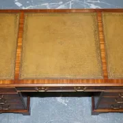 Vintage Green Hunter Leather Pedestal Desk by Bevan Funnell