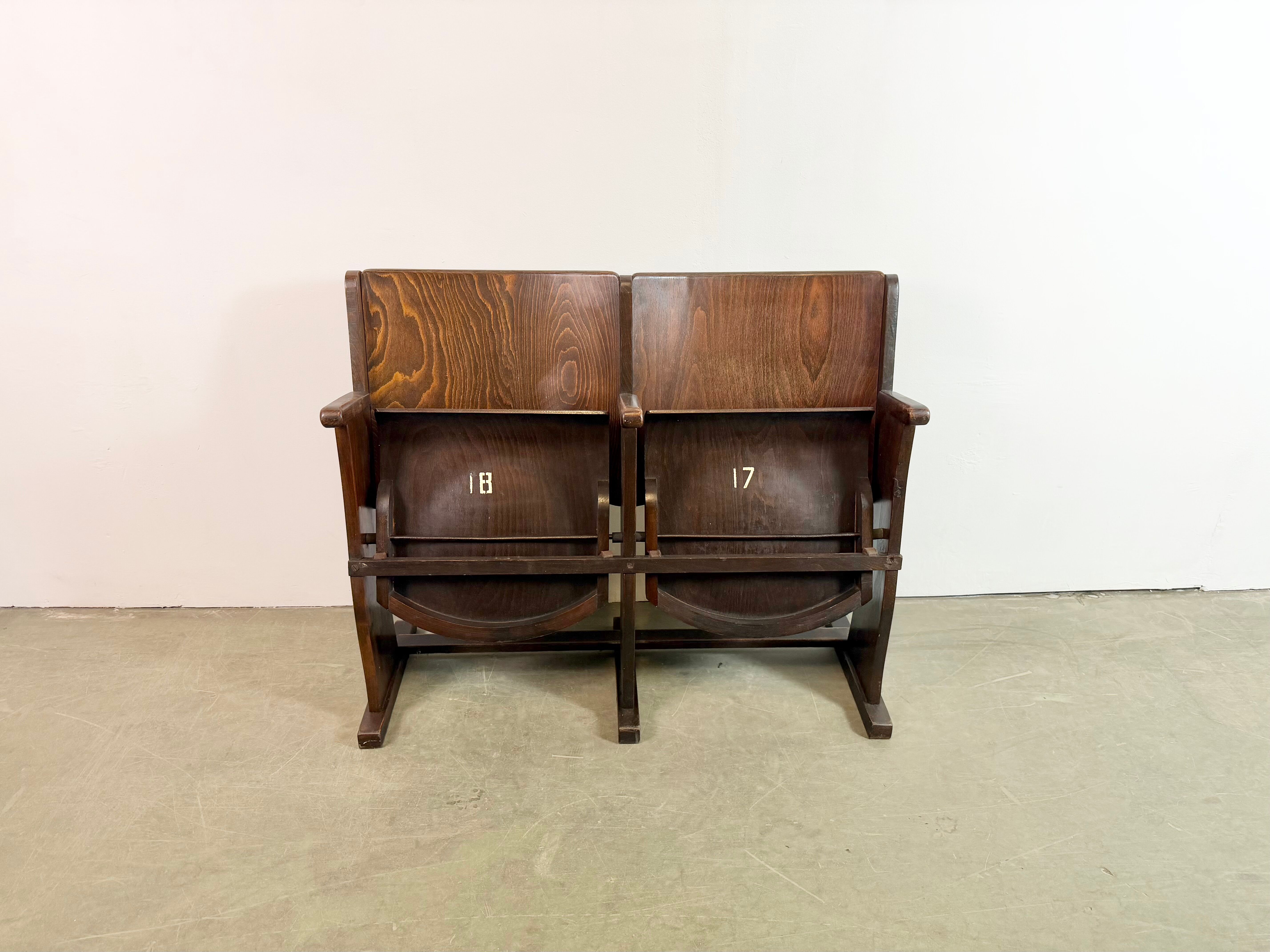 Vintage two-seat cinema bench from ton, 1960s